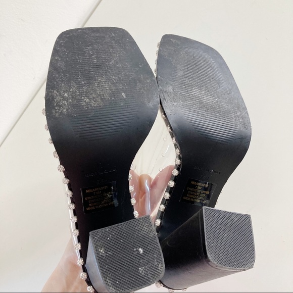 Steve Madden Neila Rhinestone Detail Clear Block Heel Dress Mules - Picture 10 of 13